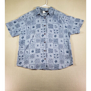 Top & Co Shirt Womens 18W Plus Floral Button Up Short Sleeve Made In USA Vintage